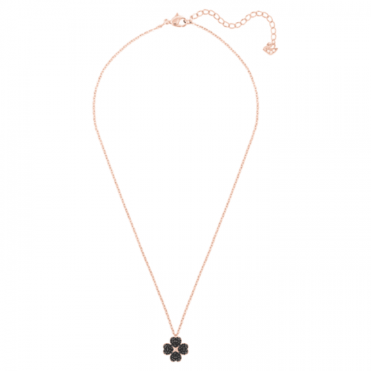 Latisha Flower Pendant, Black, Rose-gold tone