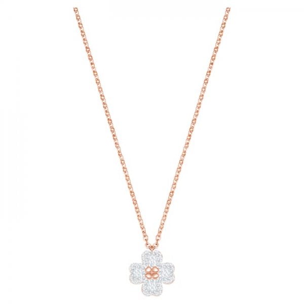 Latisha Flower Pendant, Black, Rose-gold tone