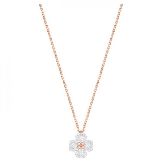 Latisha Flower Pendant, Black, Rose-gold tone