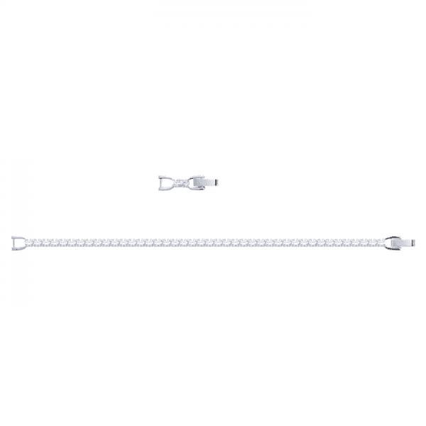 Tennis Deluxe Bracelet White, Rhodium plated