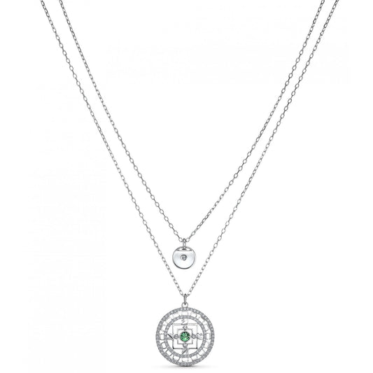 Mandala Necklace White, Rhodium plated