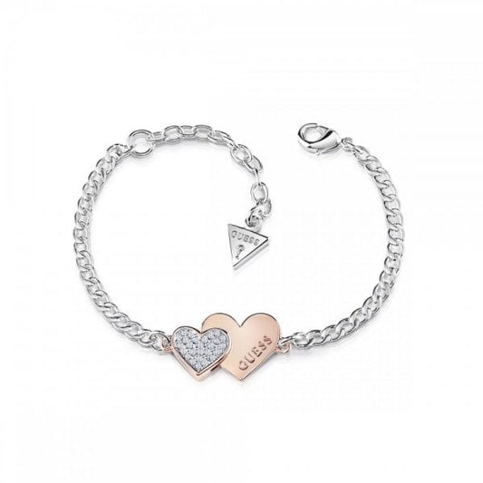 Me And You Two Tone Rose Double Heart Bracelet