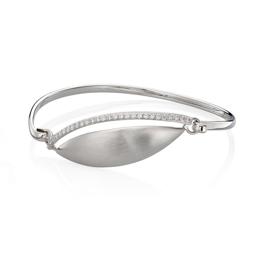 Silver Cubic Zirconia Flip Top Bangle