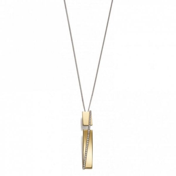 Gold Plated Silver Bar Pendant and Chain Set