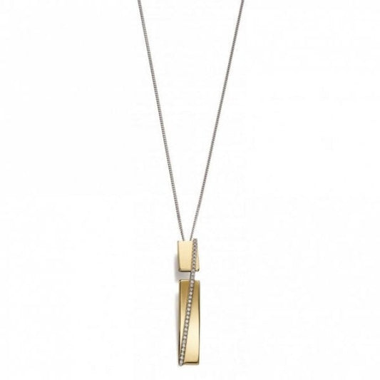 Gold Plated Silver Bar Pendant and Chain Set