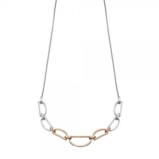 Silver and Rose Gold Plating D Shape Necklace