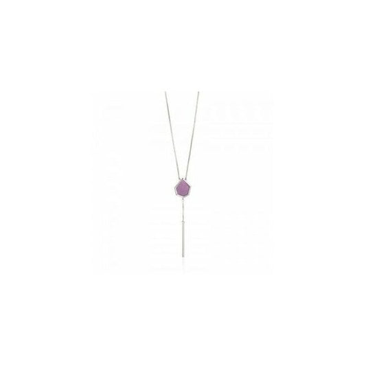 Silver Lilac Hexagon Charm Y Shaped Necklace