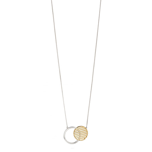 Silver & Gold Plated Open Cutout Circle Necklace