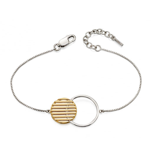 Silver & Gold Plated Open Cutout Circle Bracelet