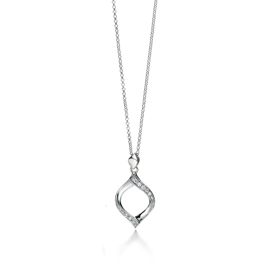 Silver CZ Ribbon Pendant
