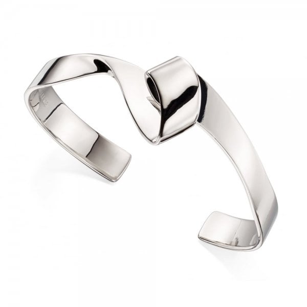 Silver Ribbon Bracelet/Bangle - Rhodium Plated