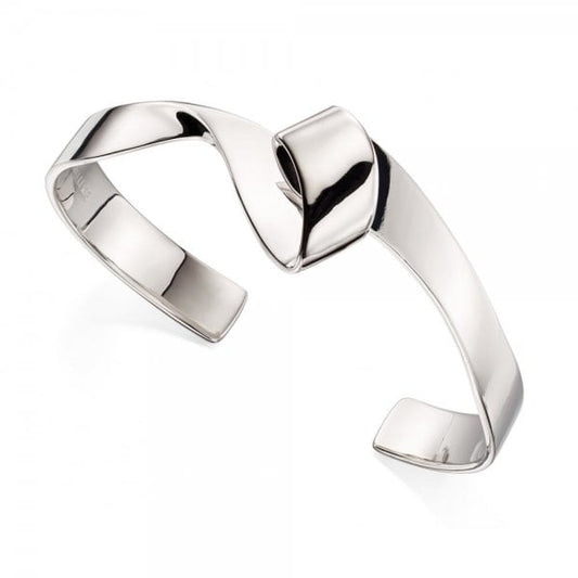 Silver Ribbon Bracelet/Bangle - Rhodium Plated