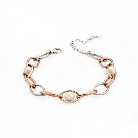 Rose Gold Pearl Marquise Station Bracelet