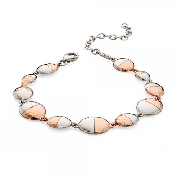 Two Tone Hammered Oval Bracelet
