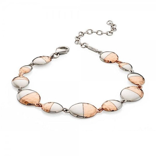 Two Tone Hammered Oval Bracelet