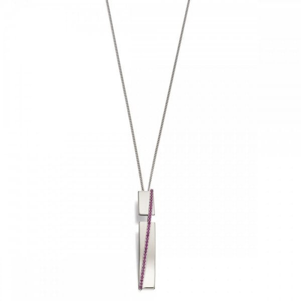 Revised Pave Band In Silver&Pink Zirconia Pendant