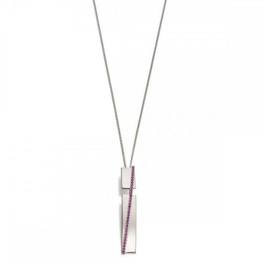 Revised Pave Band In Silver&Pink Zirconia Pendant