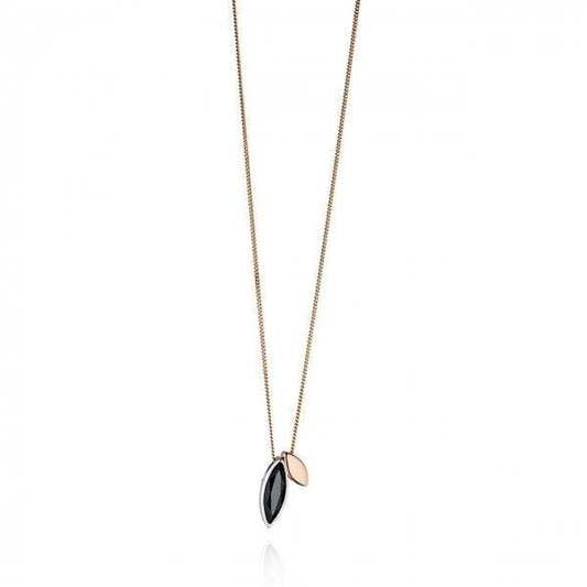 Ladies Silver Rose Gold And Black Pendant