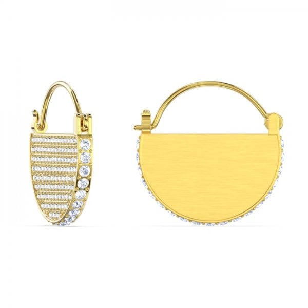 Ginger Hoop Pierced Earrings, White, Gold-tone