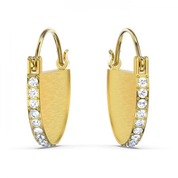 Ginger Hoop Pierced Earrings, White, Gold-tone