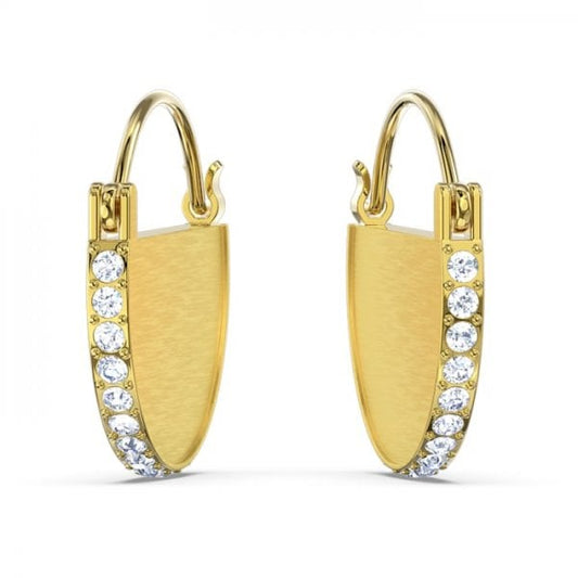 Ginger Hoop Pierced Earrings, White, Gold-tone