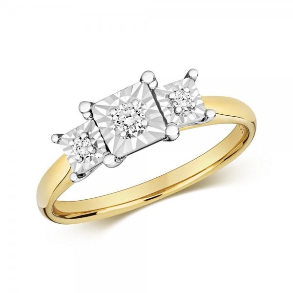 DIAMOND ILLUSION 3 STONE RING SIZE M