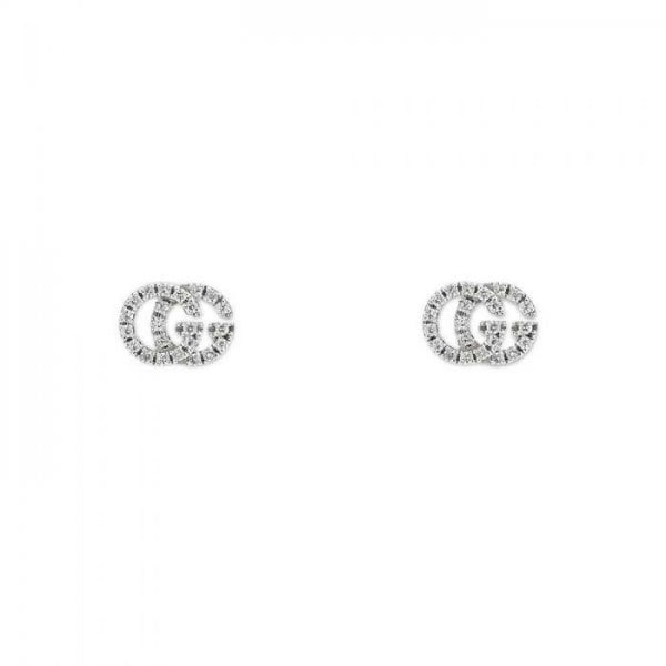 Running G 18ct White Gold Diamond Stud Earrings