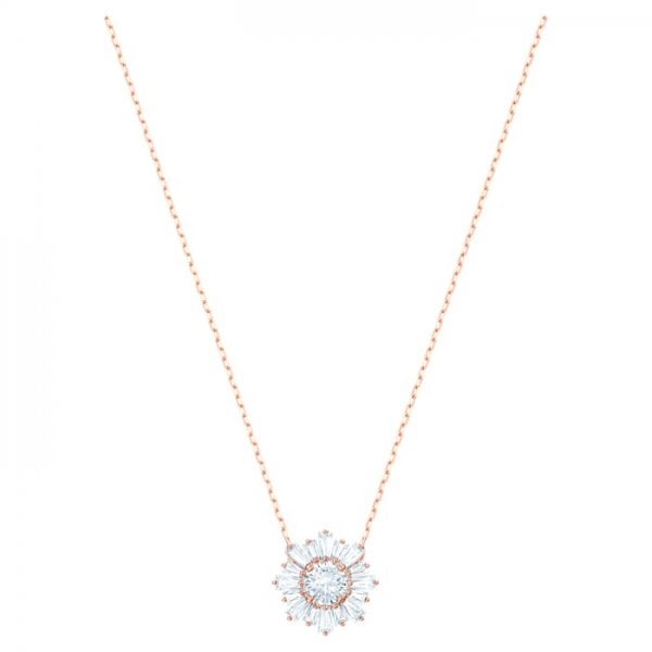 Sunshine Pendant, White, Rose-gold tone plated