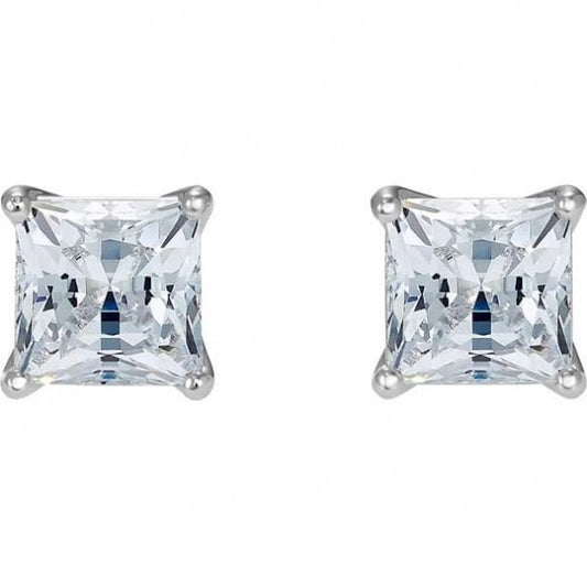 Attract Pierced Earrings White, Rhodium plated