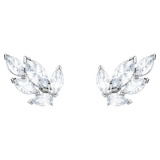 Louison Stud Pierced Earrings White Rhodium Plated