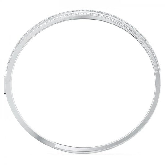 Twist Rows Bracelet, White, Rhodium plated