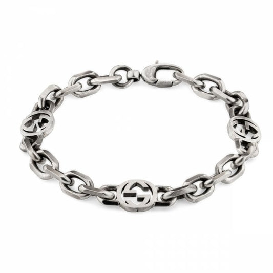 Interlocking G Bracelet Aged Silver 20cm