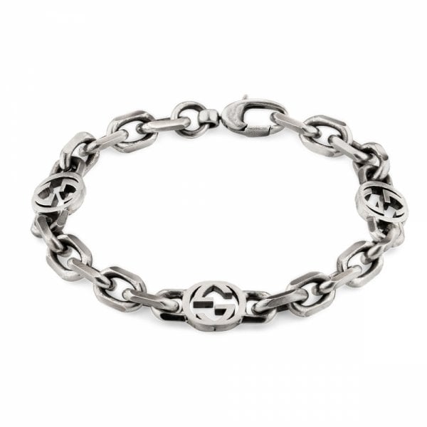 Interlocking G Bracelet Aged Silver 20cm