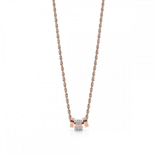 Guess Rose Gold Chain Necklace With 3 Crystal Beads