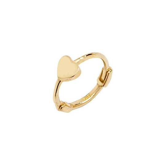 9CT YELLOW GOLD HEART CARTILAGE HOOP EARRING