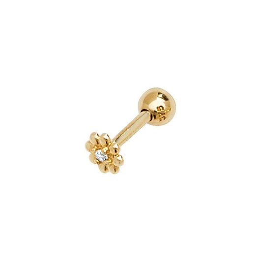 9CT YEL GOLD CZ DAISY CARTILAGE 6MM POST STUD