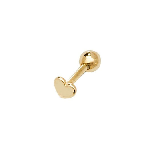 9CT YELLLOW GOLD HEART CARTILAGE 6MM POST STUD