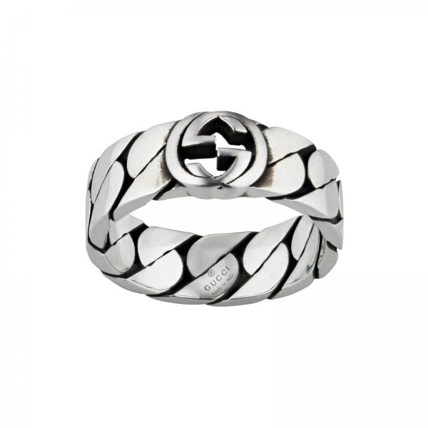 Interlocking G Sterling Silver 6mm Ring - SIZE 14