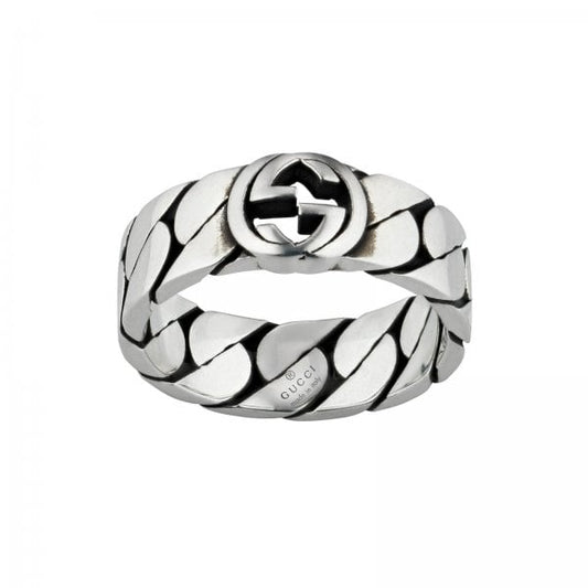 Gucci Interlocking Sterling Silver 6mm Ring S16