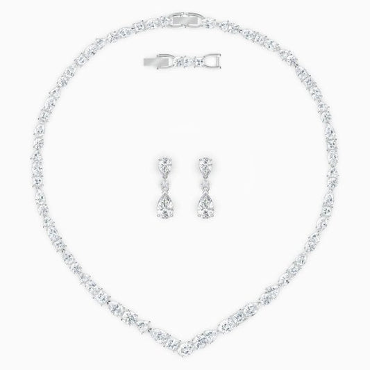Tennis Deluxe V Mixed Set, White, Rhodium