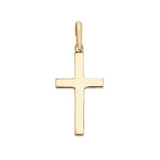 9CT YELLOW GOLD PLAIN SOLID CROSS PENDANT