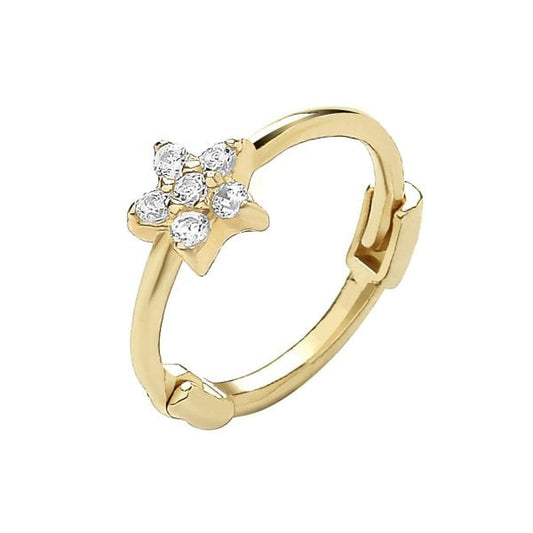 9ct Yellow Gold CZ Flower Cartilage Hoop