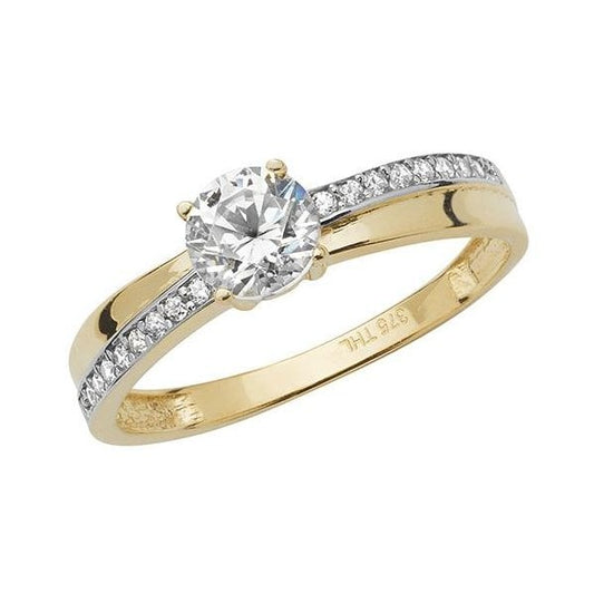 9CT YELLOW GOLD LADIES' CZ RING SIZE R
