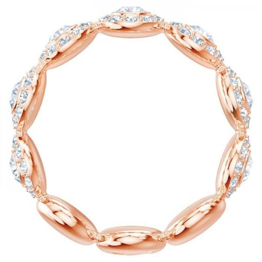 Angelic ring Round, White, Rose-gold tone plated