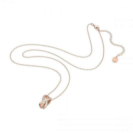 Twist Pendant White Rose Gold-tone Necklace