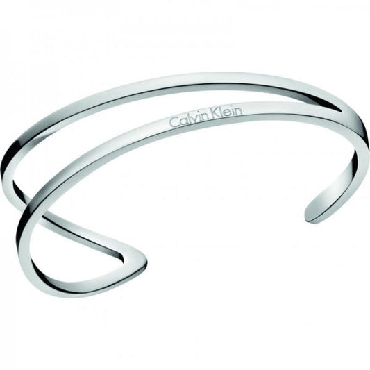 CK Outline Silver Open Bangle - S