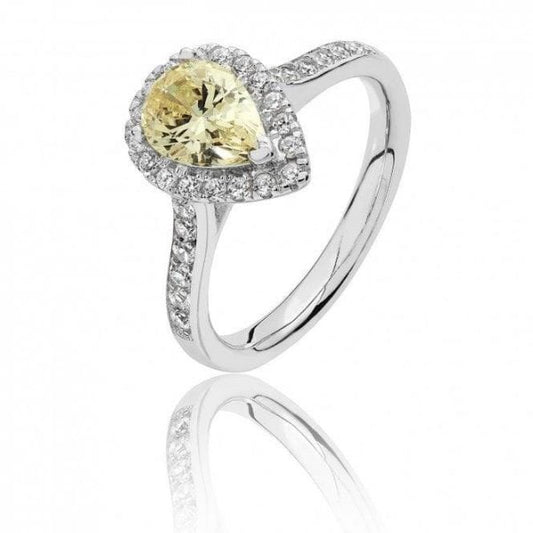 Pear Shape Halo Style CZ Ring - Size P