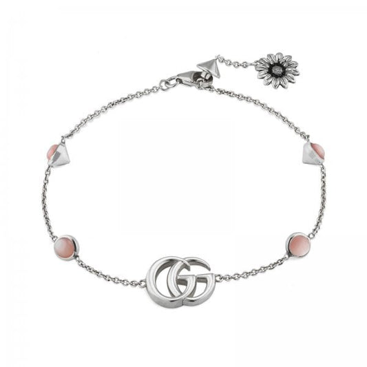Sterling Silver Pink GG Marmont Floral Bracelet