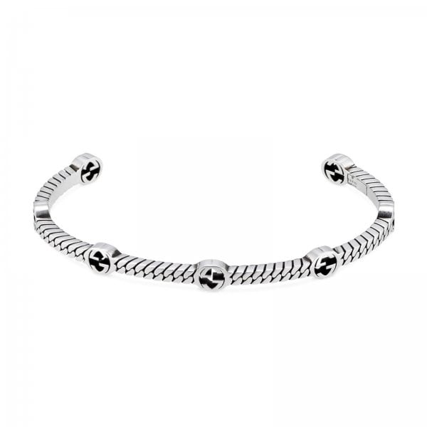 Interlocking G Sterling Silver Bracelet Rigid 17cm