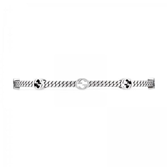 Interlocking G Sterling Silver Bracelet Rigid 17cm
